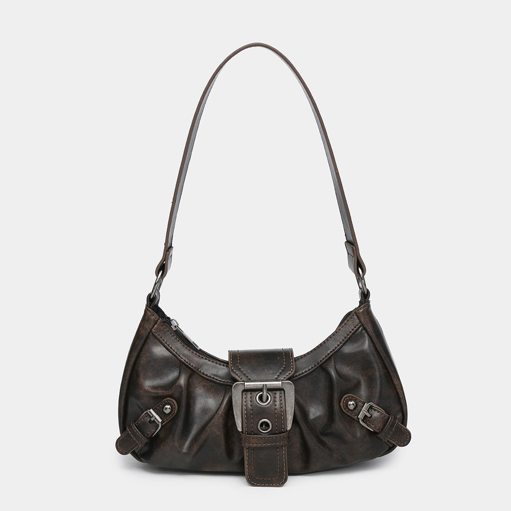 Women's Two-Tone PU Leather Shoulder Bag – Horizontal Square Handbag