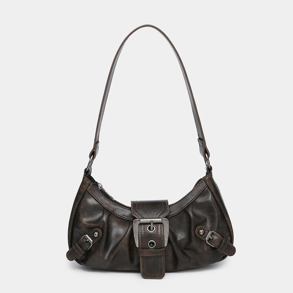 Women's Two-Tone PU Leather Shoulder Bag – Horizontal Square Handbag