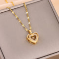 Double Layer Heart Necklace | Rhinestone Titanium Steel Pendant – Women's Gift