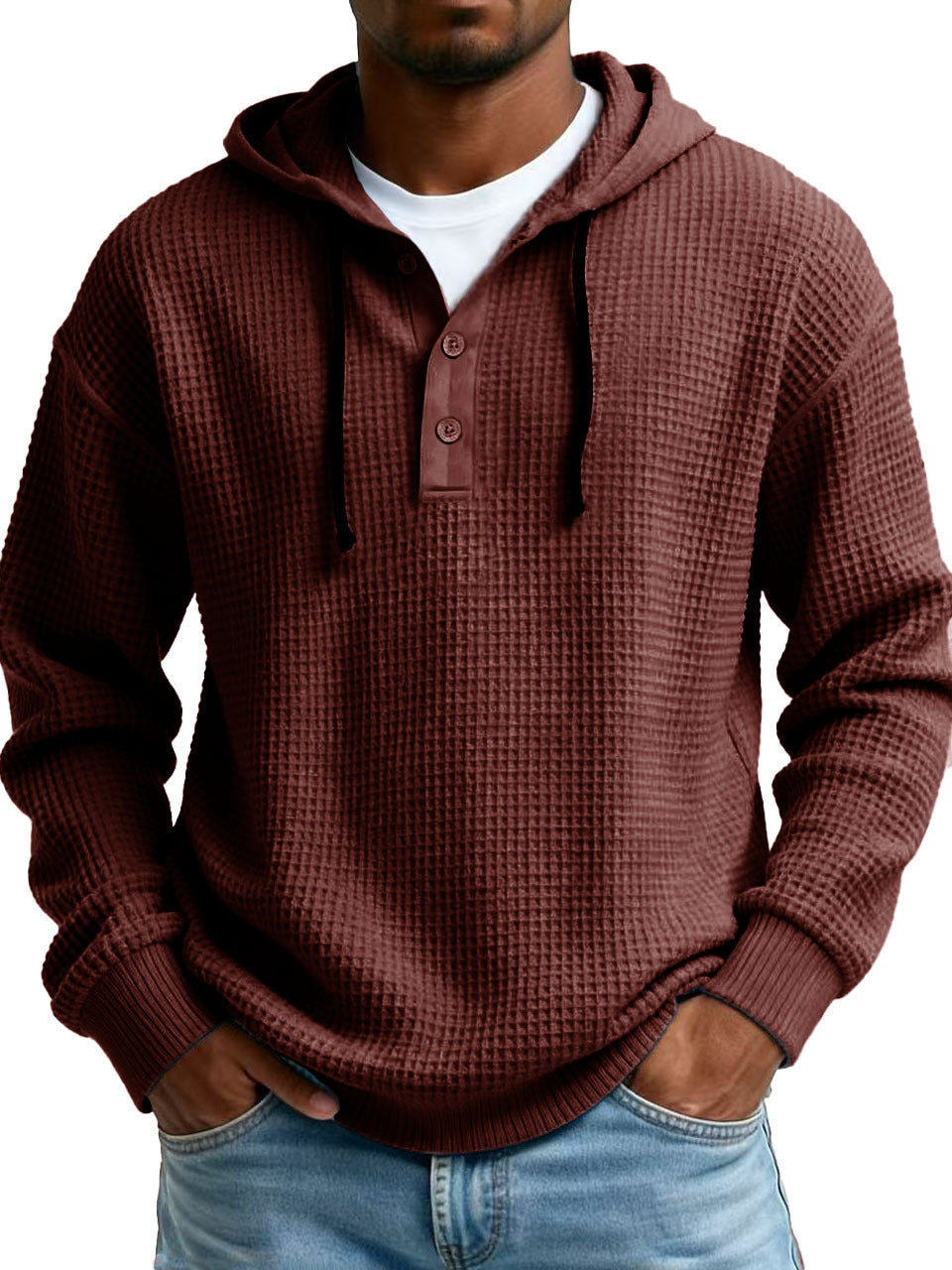 Men's Ribbed Hooded Half-Zip Sweater – Slim Fit