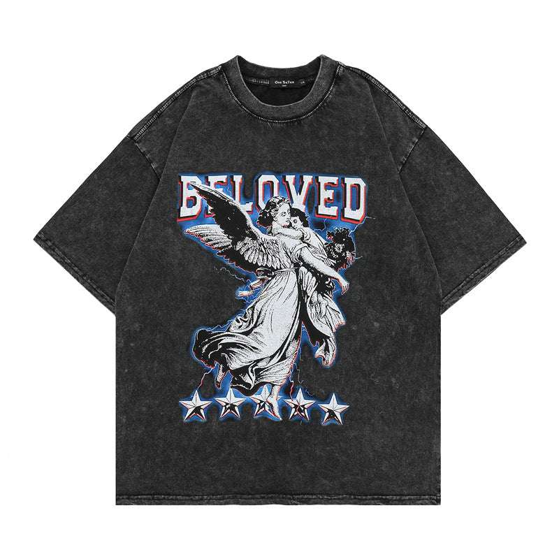 Distressed Portrait Print T-Shirt | Retro Hip-Hop Cotton Tee – Unisex