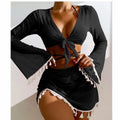 Vierteiliges Bikini-Set für Damen mit Pareo, Rock und Schleife | AdriaPulse