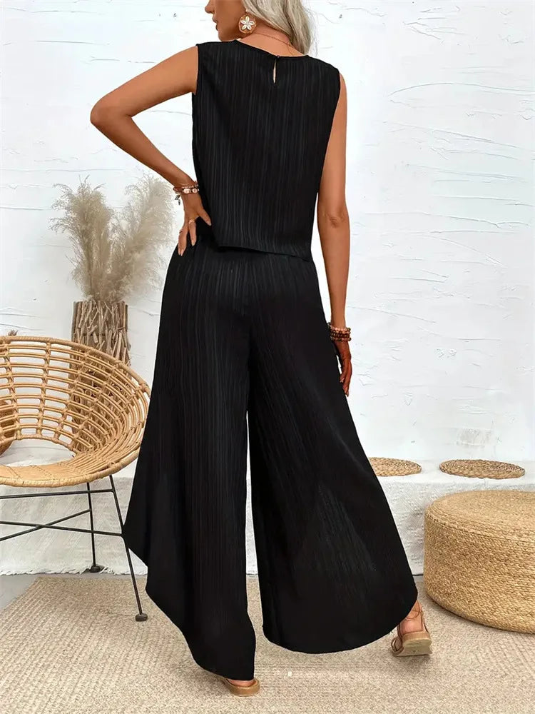 Modisches Set Entspannt Oversized Bequemes Set Ärmelloses Rundhals-T-Shirt-Set Sommer-Fertiges Leichtes Freizeit-Ensemble
