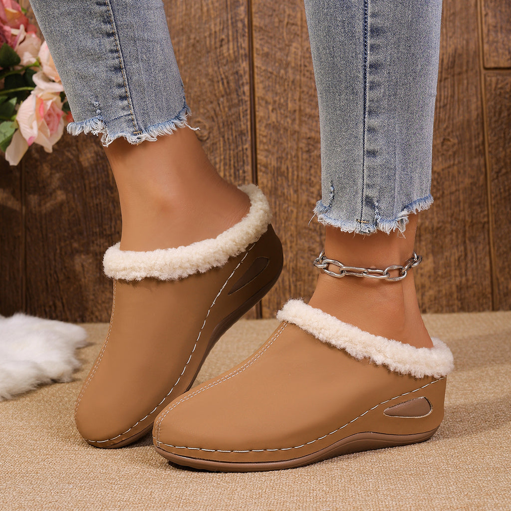 Plüsch-Keilsandaletten für Damen – Outdoor-Gartensandalen