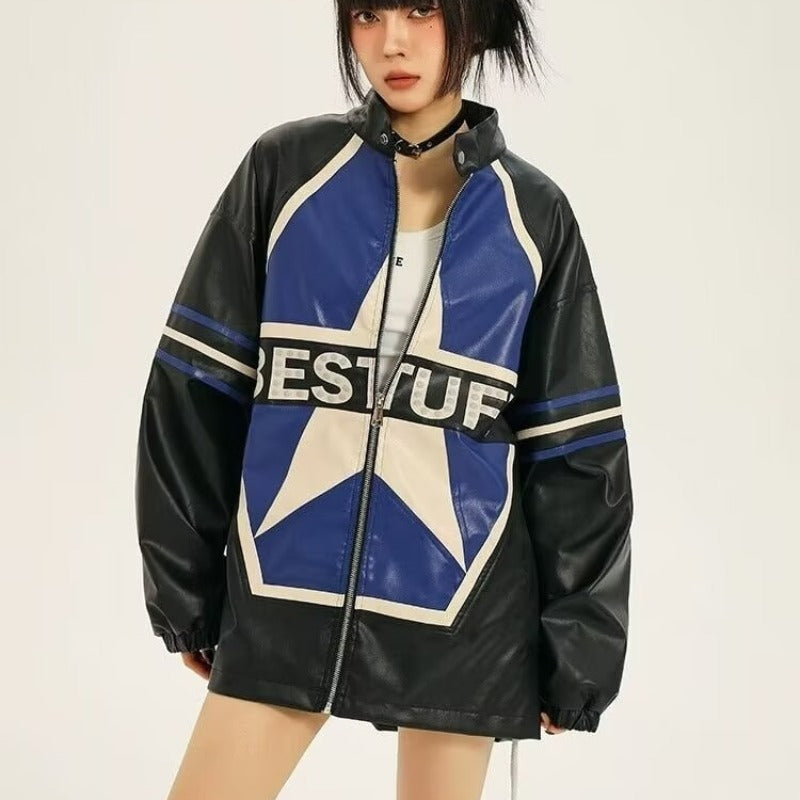 American Retro Biker's Jacket | PU Leather Moto Coat – Women's Autumn Street Style