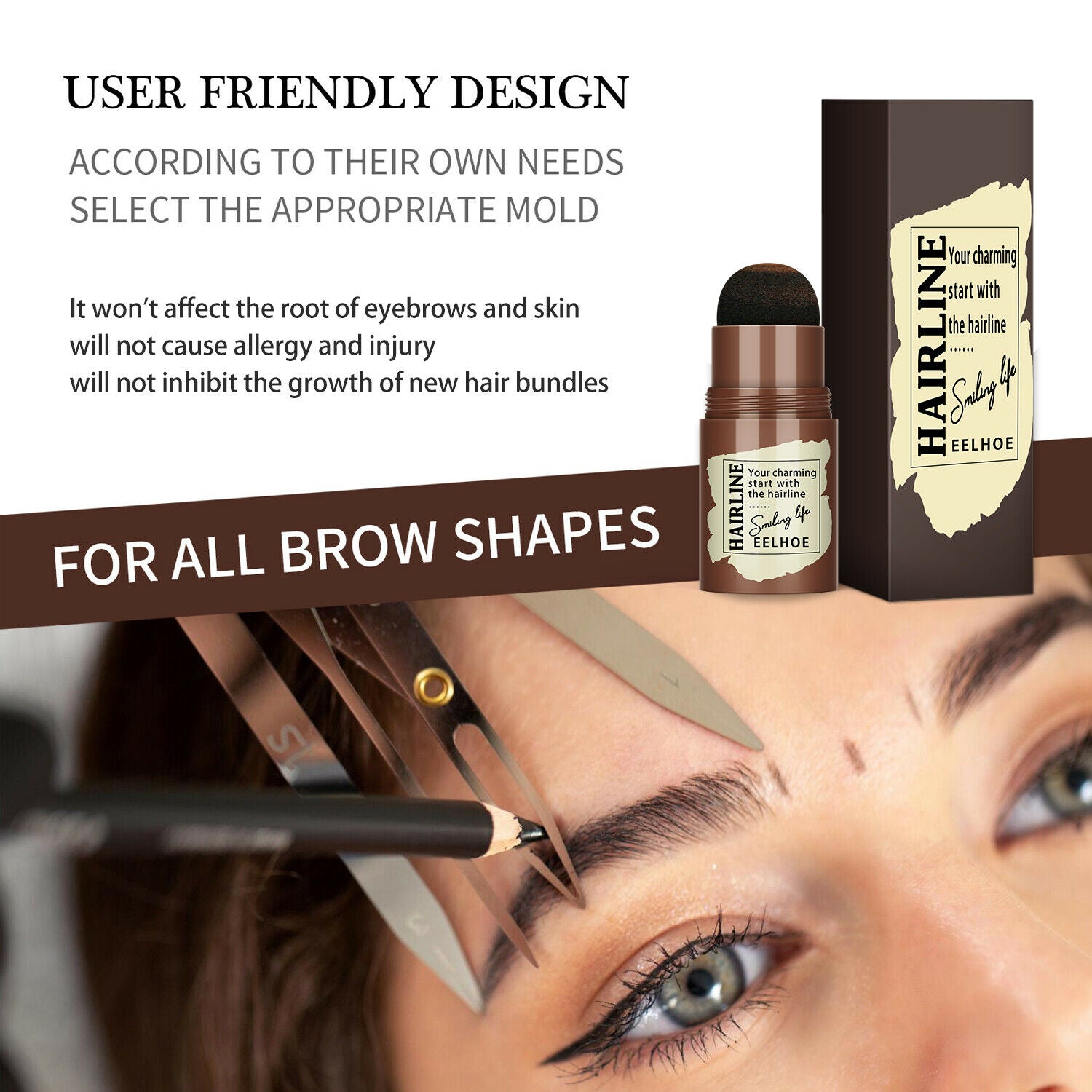 Eyebrow Stamp Stencil Kit – Airbrush Brow Definer with 24 Stencils