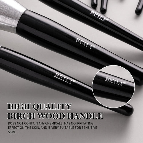 Beili 10-Piece Makeup Brush Set – Kabuki Brushes with Synthetic Hair for Foundation, Concealer & Eyeshadow