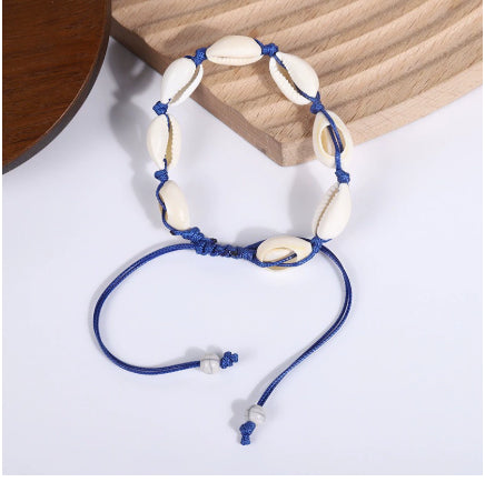 Natural Shell Wax Cord Bracelet | Boho Beach Jewelry – Unisex