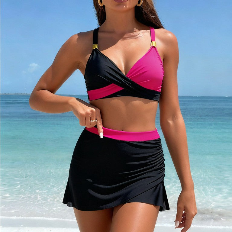 Women's Sports Bikini Set with Mesh Skirt 2-Piece Swimwear – | AdriaPulse