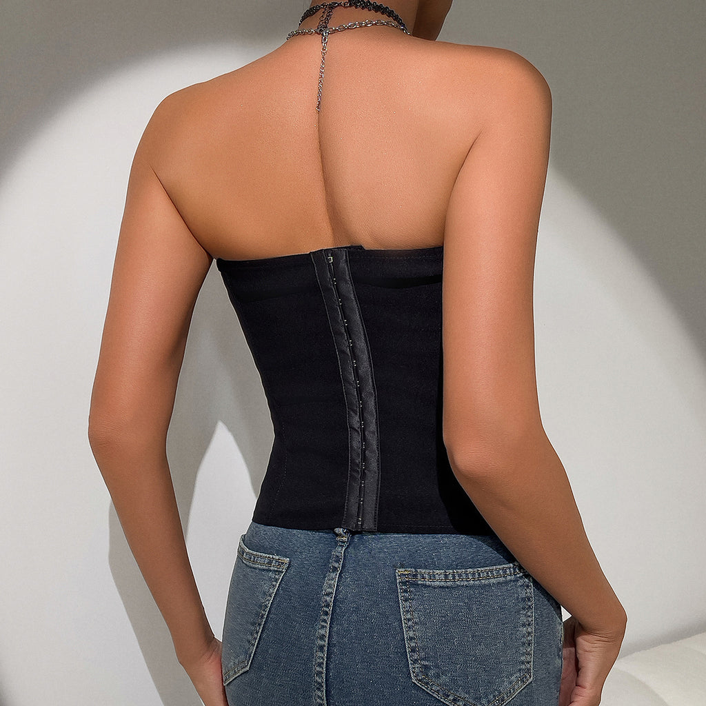 Y2k Bandeau Top mit Zierknoten, trendiges, einfarbiges Westentop für Damen
