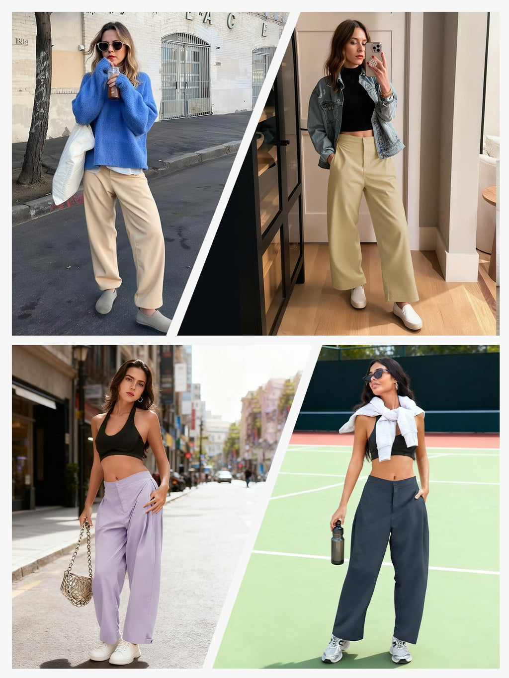 Damen Barrel-Leg Hose – Weite Baggy-Hose mit Taschen