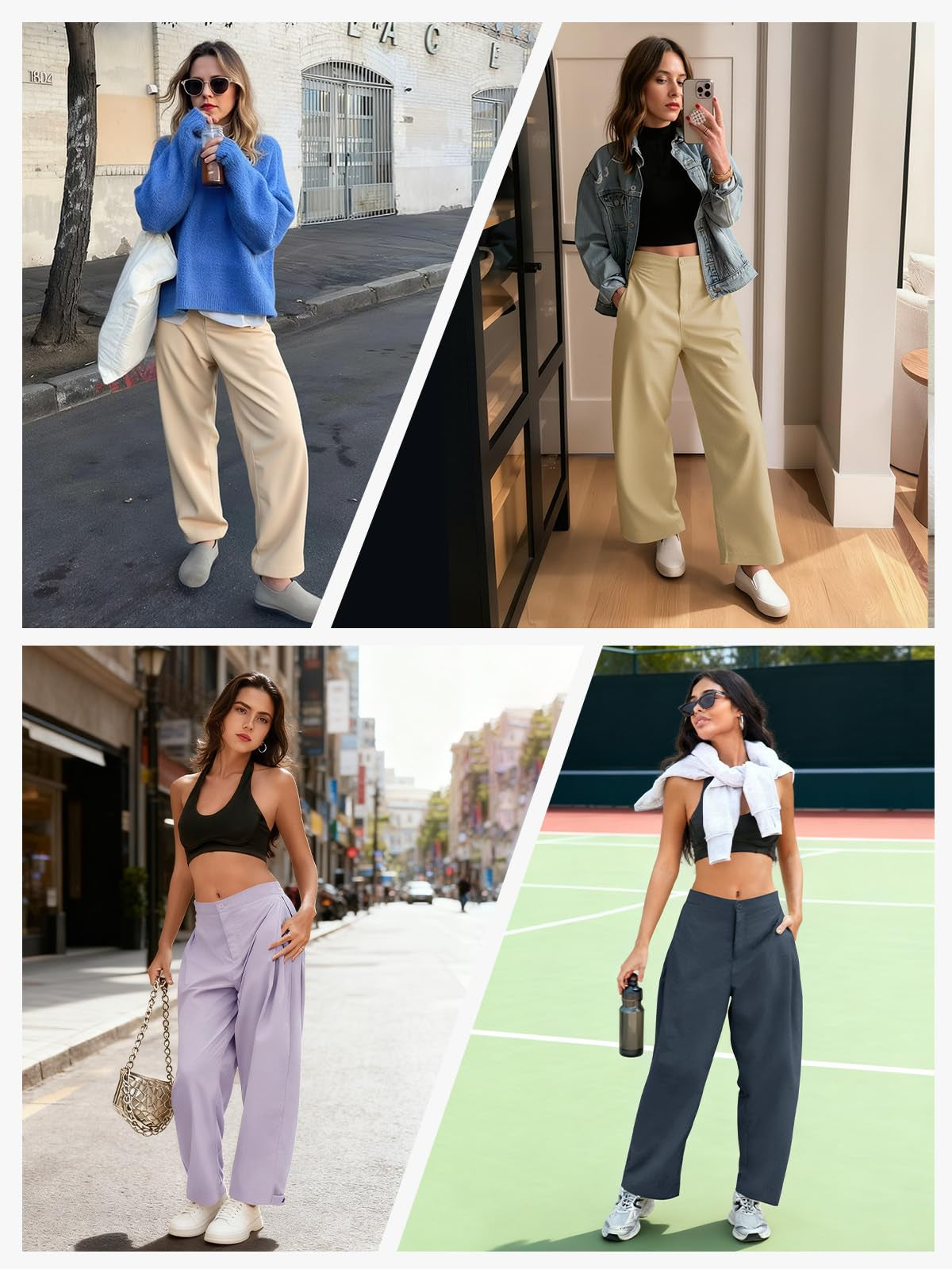 Damen Barrel-Leg Hose – Weite Baggy-Hose mit Taschen