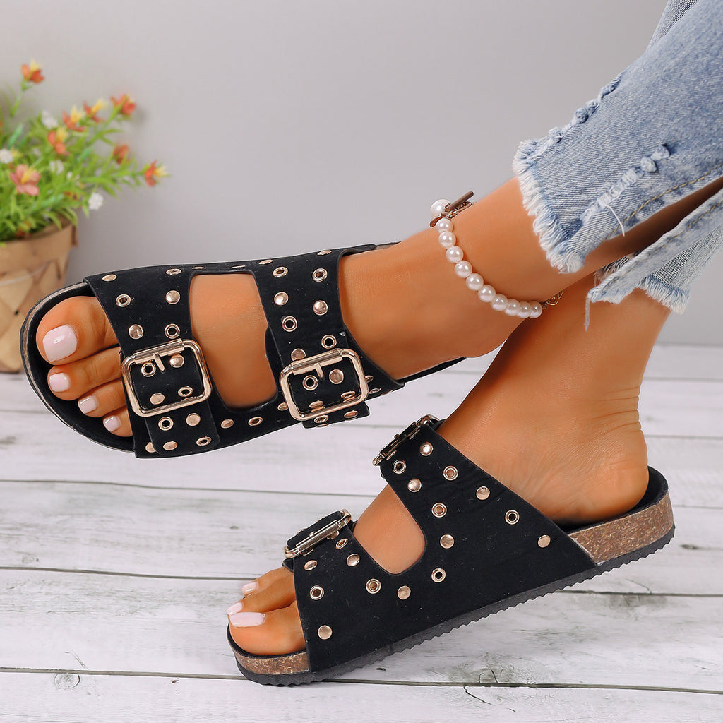 Women's Buckle Strap Thick-Sole Sandals PU –| AdriaPulse