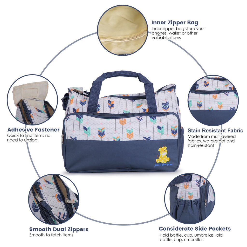 5-Piece Baby Diaper Bag Set – Spacious Travel Tote for Moms & Dads