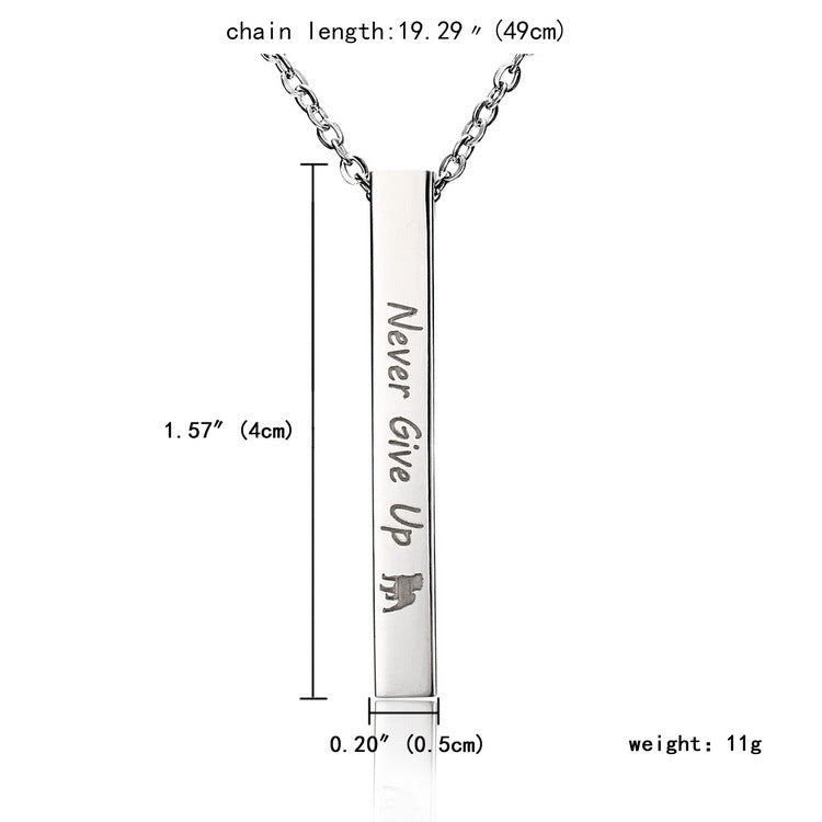 Cylinder Engraved Pendant Stainless Steel Necklace – AdriaPulse