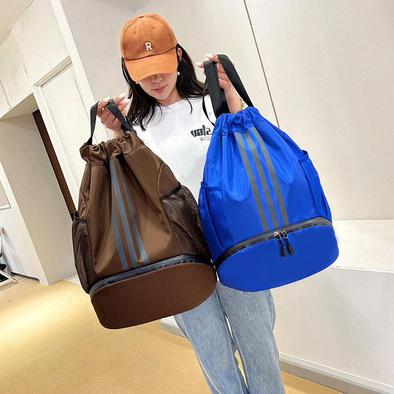Unisex Oxford Drawstring Crossbody Travel Bag – 20-35L with Shoe Compartment