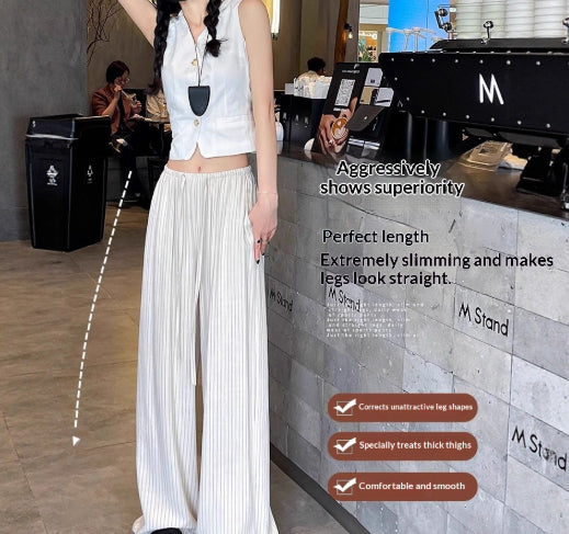 White Conventional Style Wide-Leg Pants – AdriaPulse
