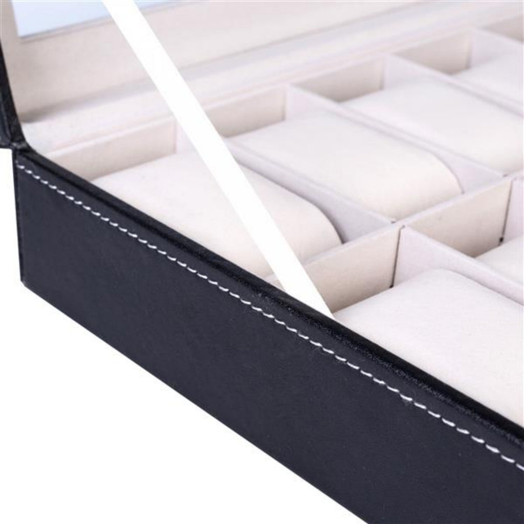 12 Slot Leather Watch Box Display Case Jewelry Organizer For Men  Women