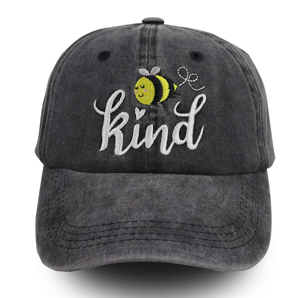 Bee Kind Embroidered Baseball Cap – Washed Cotton Low-Profile Hat for Women & Men