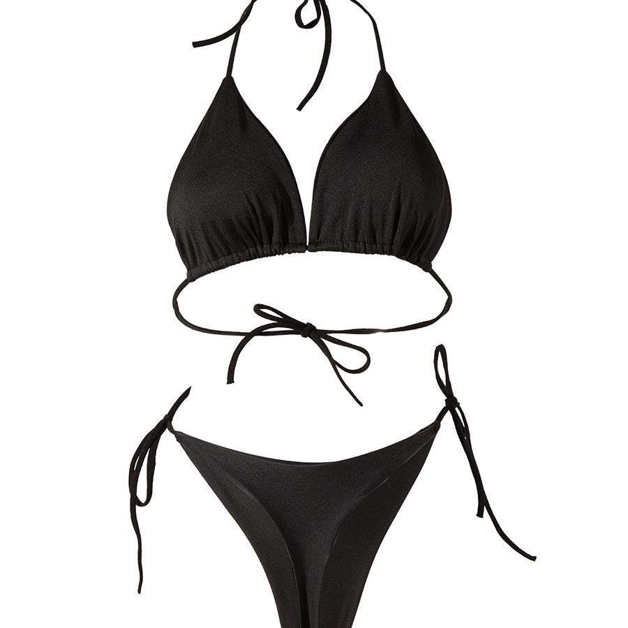 Women's Lace-Up T-Back Bikini Set – Padded Swimsuit, 7 Colors, S–XL