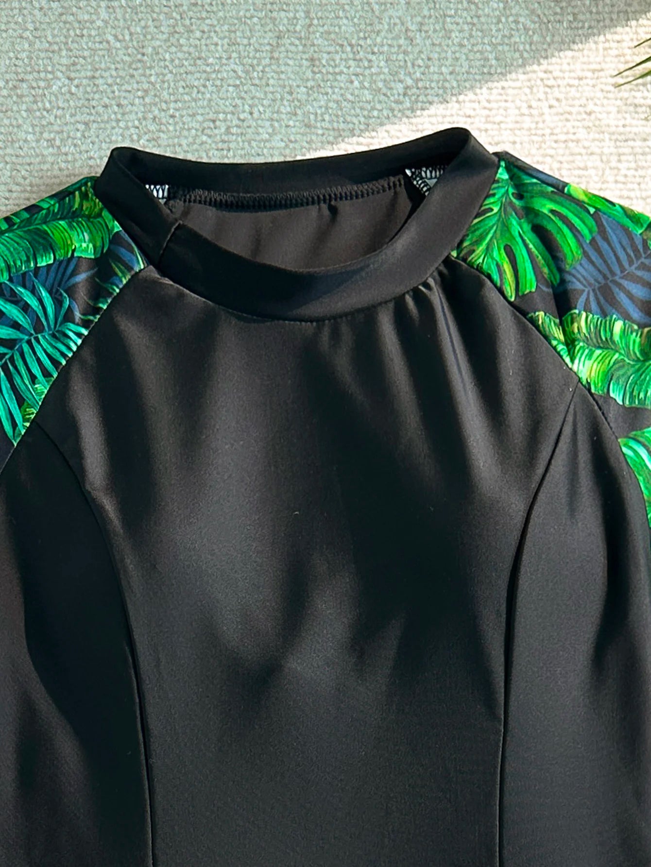 Ensemble de maillot de bain tankini pour femme, maillot de bain deux pièces, manches courtes, vacances à la plage, coupe ajustée, imprimé plantes tropicales, short de bain boxer, maillot de bain de sport à la mode