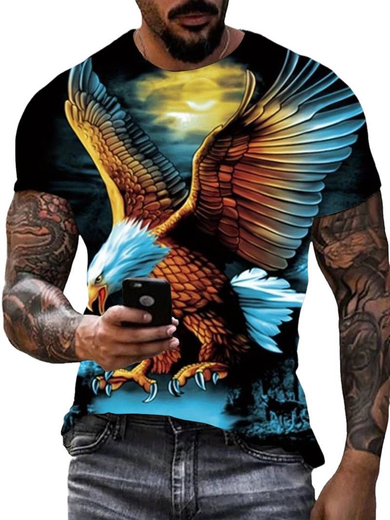 Eagle Print T-Shirt | Oversized Digital Print Tee – XS to 5XL