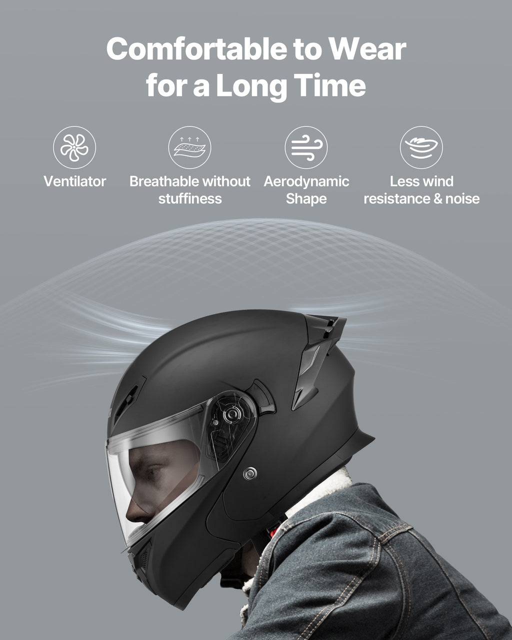 DOT approved modular motorcycle helmet in matte black with clear visor for men and women – AdriaPulse