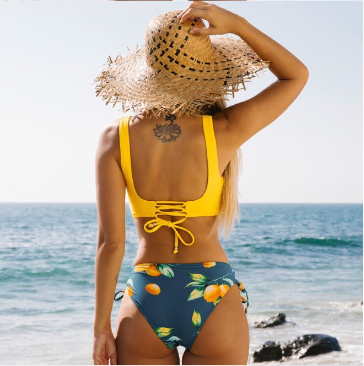 Women's Yellow Bikini Swimsuit High-Elasticity Brief Style – AdriaPulse
