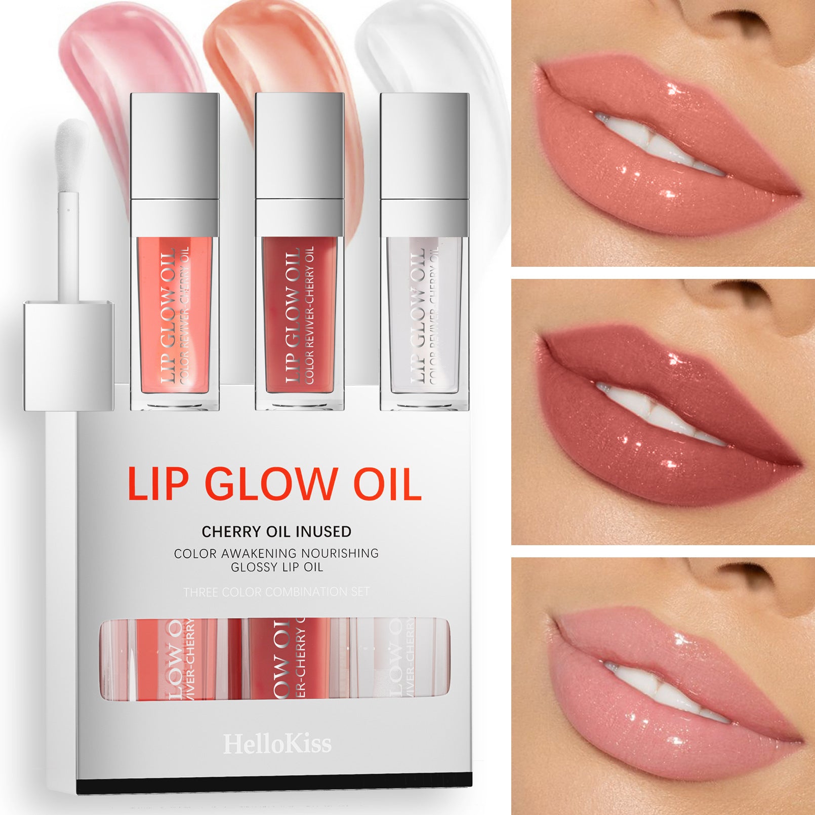 Moisturizing Lip Oil Set – 3-Pack No-Stain Nourishing Lip Gloss