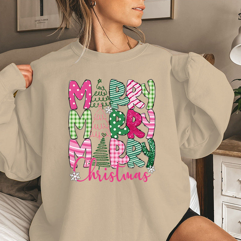 Merry Christmas E Cartoon Sweatshirt Festive Cute Gifts