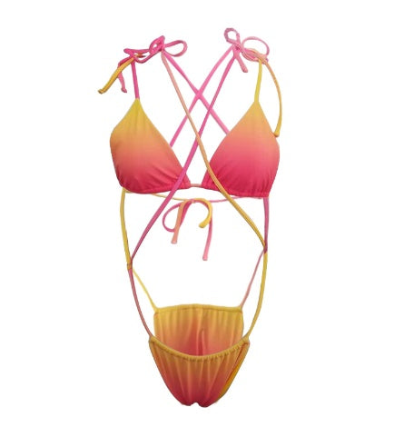 Tie Rope Gradient Color Bikini – Women's Split Swimwear