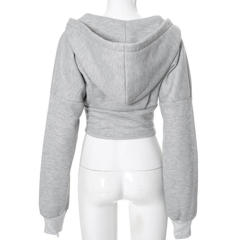 Sweat à Capuche Zippé Cardigan Y2K Mode Ins Veste Corset à Manches Longues Vêtements Femme
