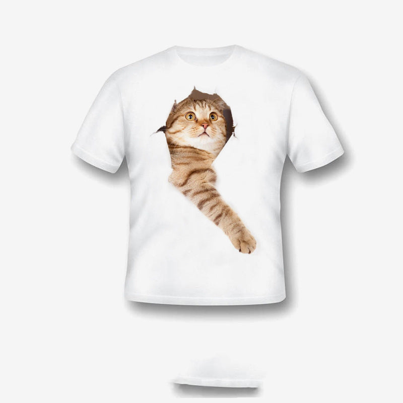 Kids Cat Print T-Shirt | Cute Cartoon Graphic Tee – Boys & Girls