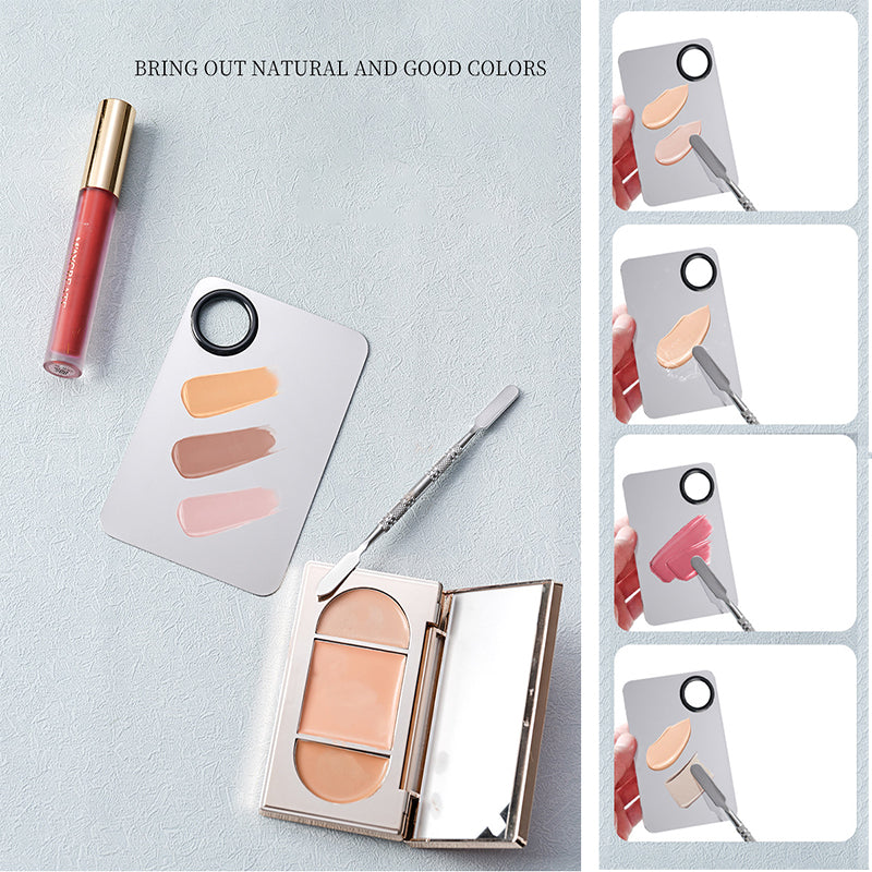 Edelstahl-Make-up-Mischpalette & Spatel – Professionelles Farbmischwerkzeug für Make-up & Nailart