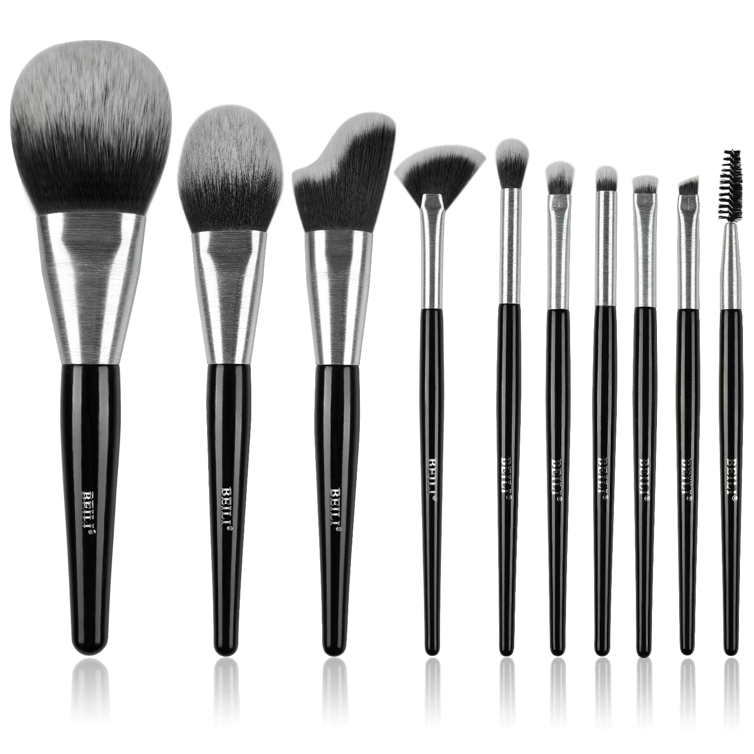 Premium 10-Piece Makeup Brush Set – Natural Hair Brushes with Wooden Handles for Professional Makeup