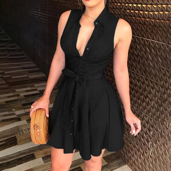 "Women's black denim shirt dress in casual relaxed fit, lightweight nylon fabric for everyday wear – AdriaPulse"