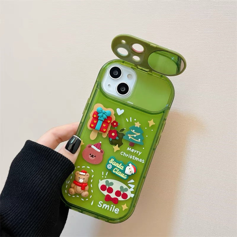Christmas Phone Case – 3D Santa & Elk Pendant | iPhone XR to 15 Pro Max