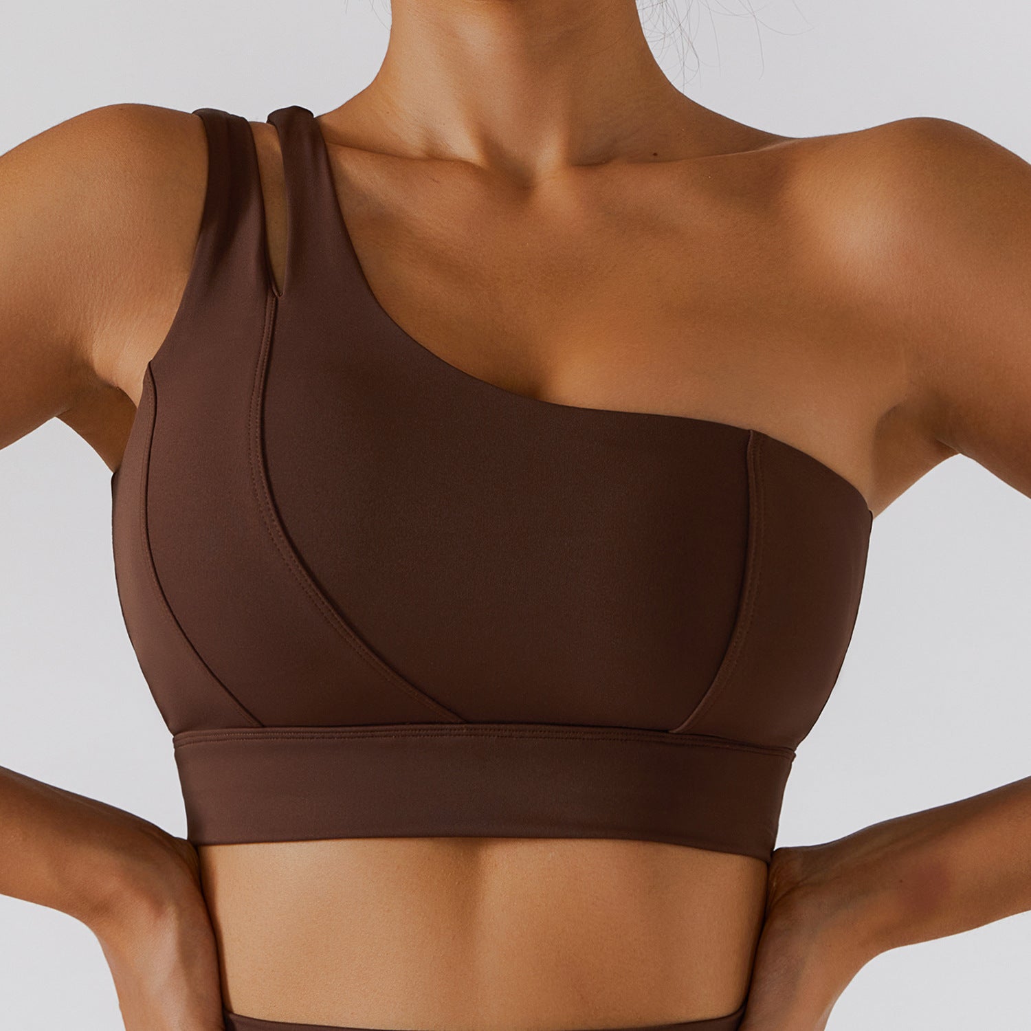 Women's Ribbed One-Shoulder Yoga Set Grass Pants – AdriaPulse