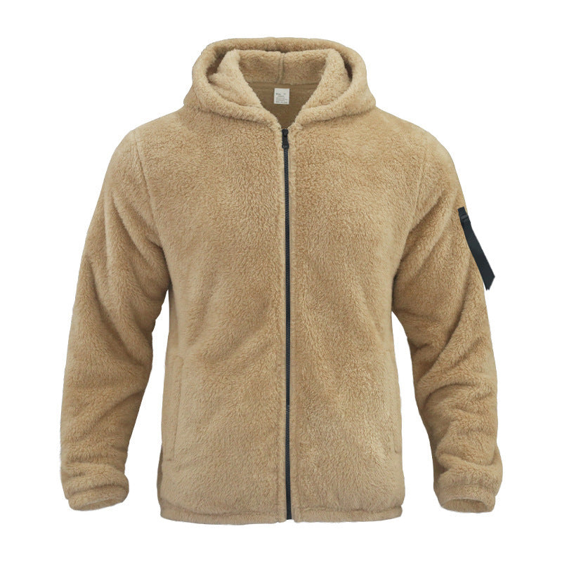 Herren-Plüsch-Kapuzenfleecejacke – Wendemantel mit zwei Seiten