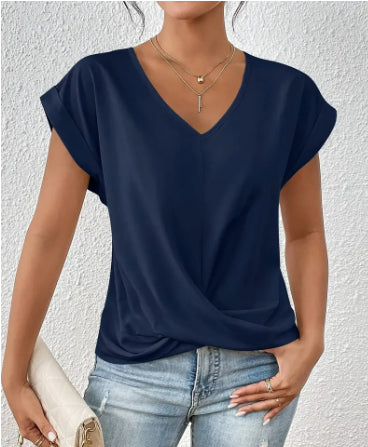Women's V-Neck Irregular Knot Top– AdriaPulse