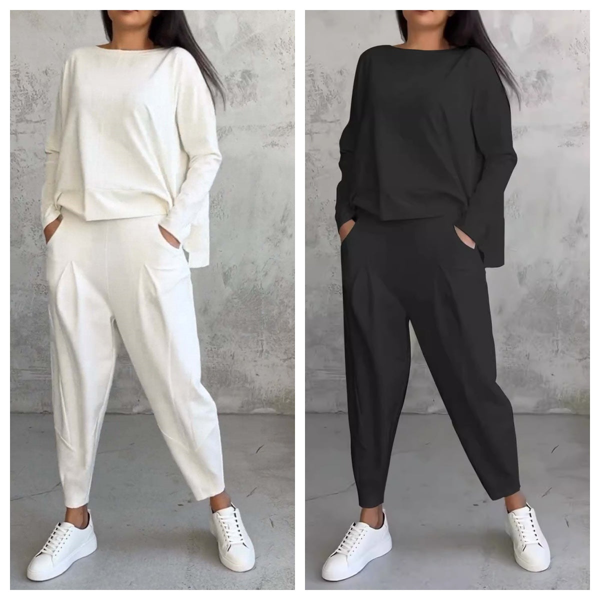 Women's Raglan Sleeve Top & Harem Pants Set – Casual Pocket Co-ord