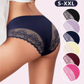 Lot de 6 culottes triangle en dentelle sexy multicolore, taille basse élastique, lingerie tendance pour femme avec dentelle patchwork effet lifting des hanches