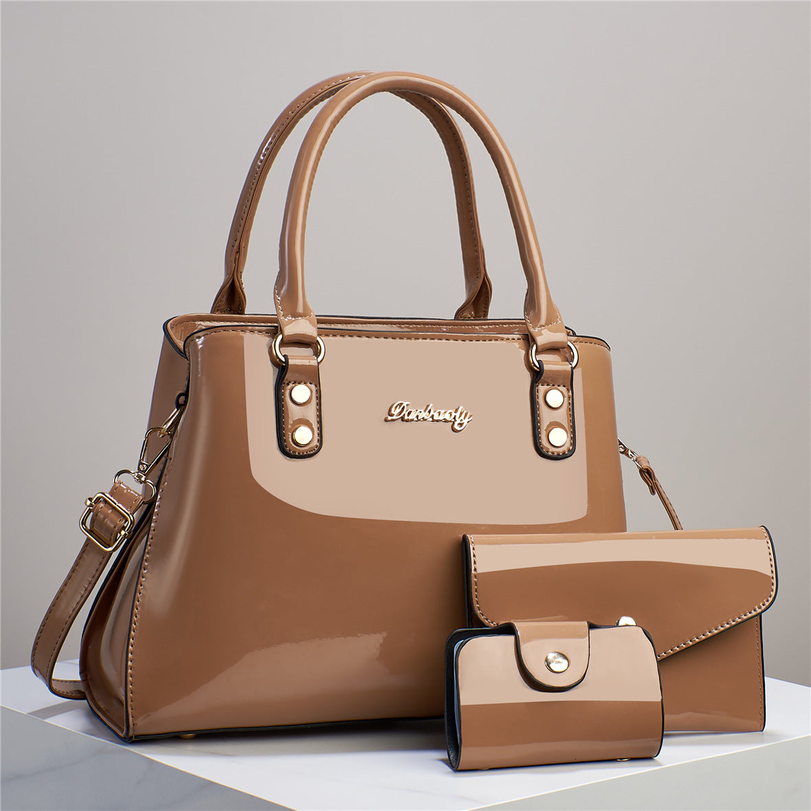 Women's Fashion Shoulder Bag Set | 3-Piece Messenger Bag – Handbag + Mini Bag + Card Holder