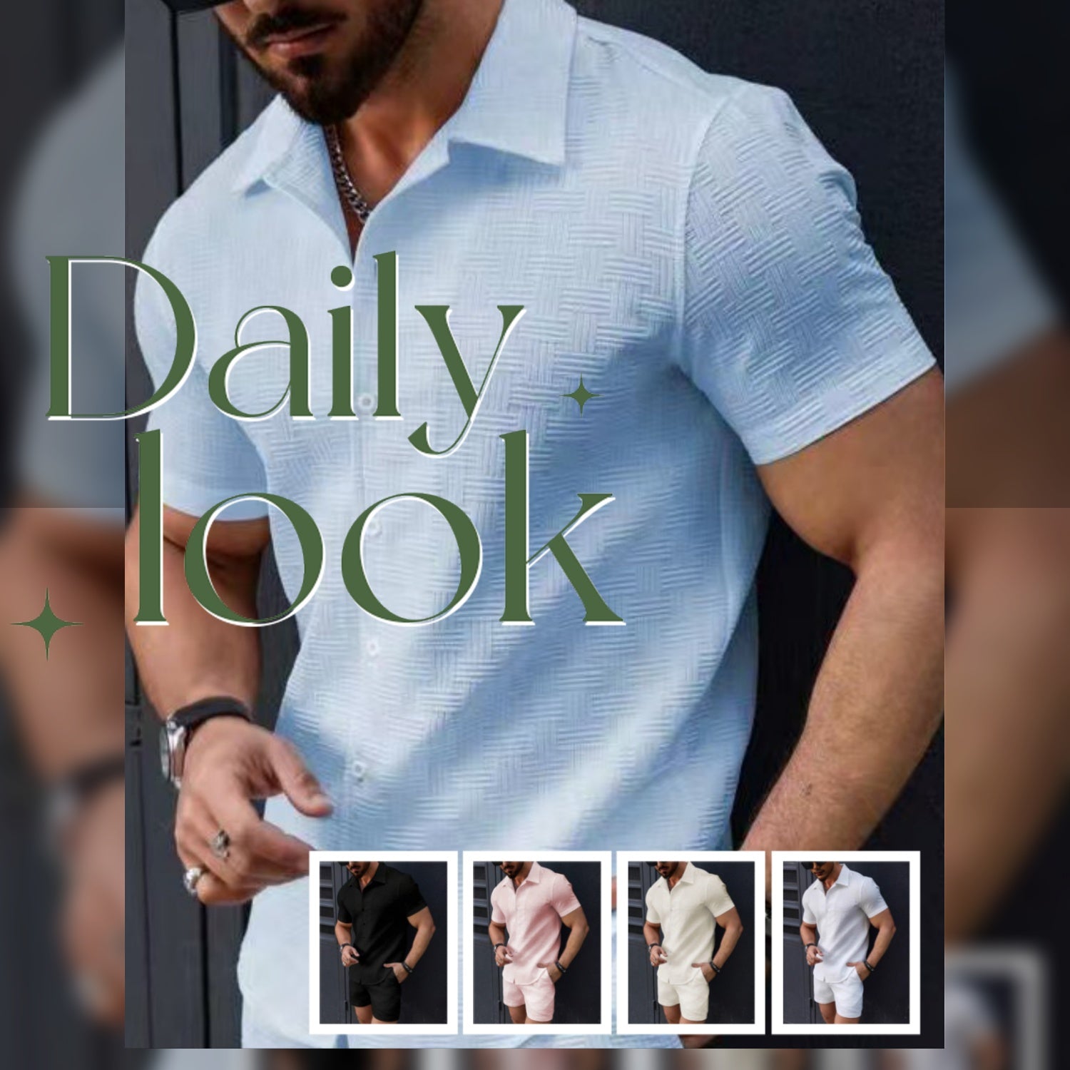 Men's Summer Two Piece Set – Short Sleeve Shirt & Shorts Beach Outfit