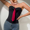 Y2k Bandeau Top mit Zierknoten, trendiges, einfarbiges Westentop für Damen