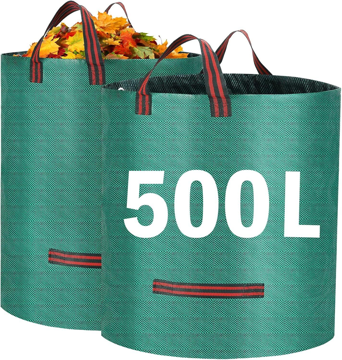 2 500L Heavy Duty Garden Waste Bags With Handles, Reusable Construction Bags UK