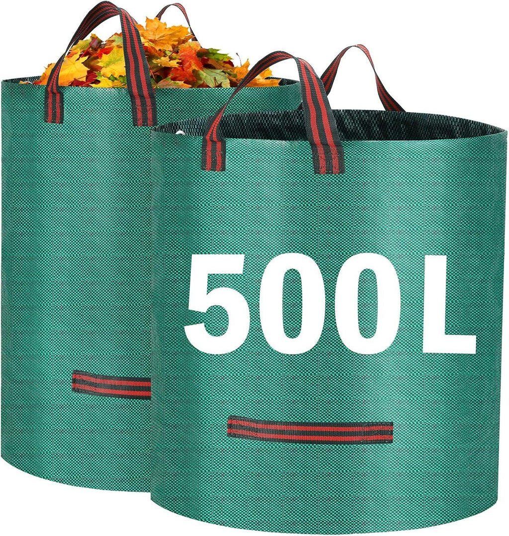 2 500L Heavy Duty Garden Waste Bags With Handles, Reusable Construction Bags UK