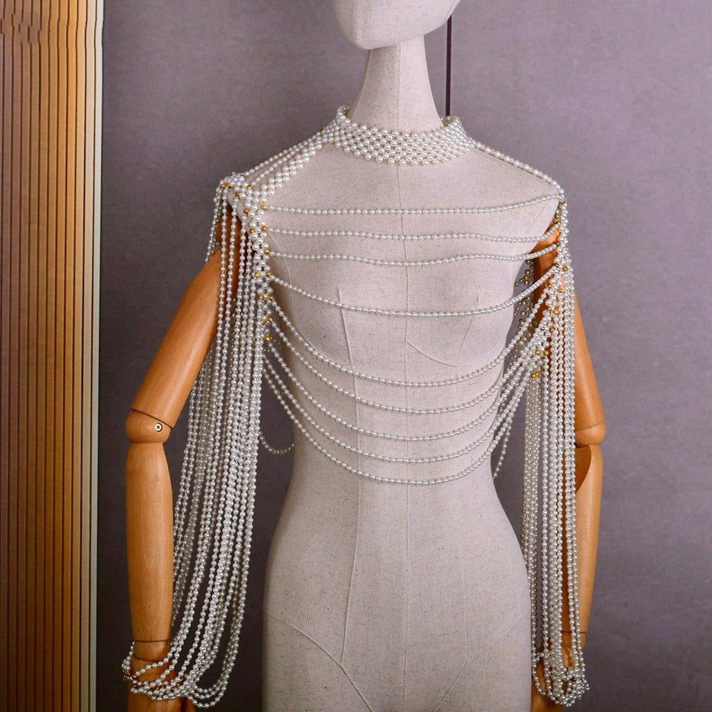 Luxury Beaded Pearl Bridal Shawl – Wedding Cape
