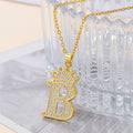 Goldkrone Anfangsbuchstaben Anhänger Halskette – Zirkon A–Z Alphabet Schmuck