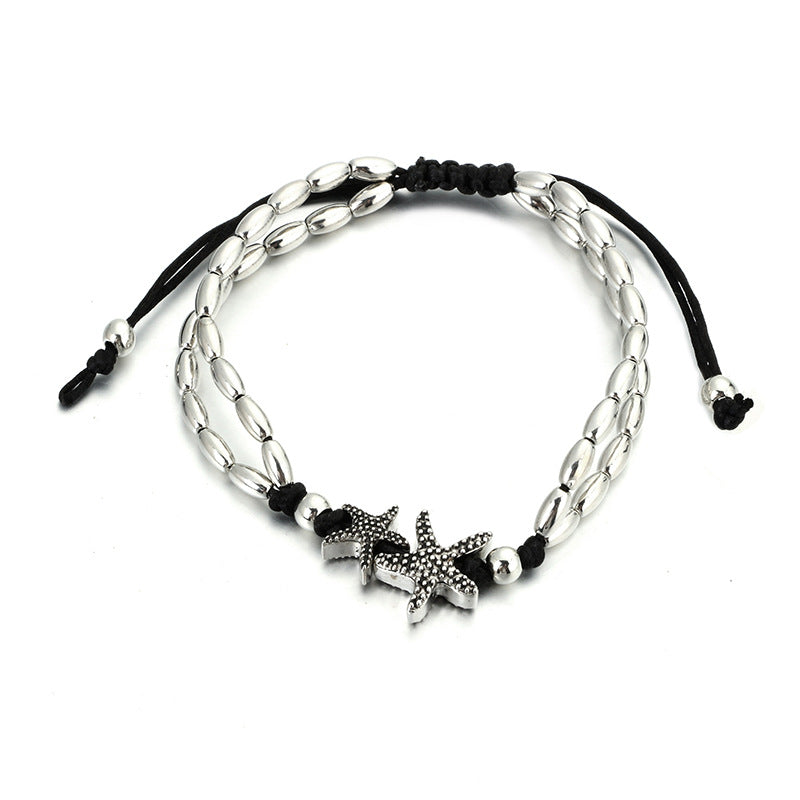 Silver Alloy Anklet – Electroplated Chain & Starfish Ankle Bracelet